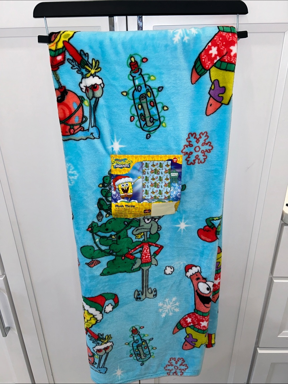 SpongeBob SquarePants Christmas Plush Throw Blanket 50”x70”